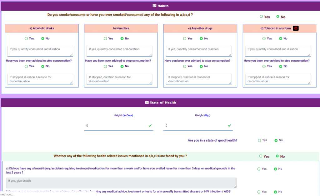 LIC tech term - habits and declaration