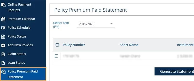 LIC Premium Payment Certificate