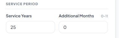 Step 3: Enter Your Service Years and Additional Months